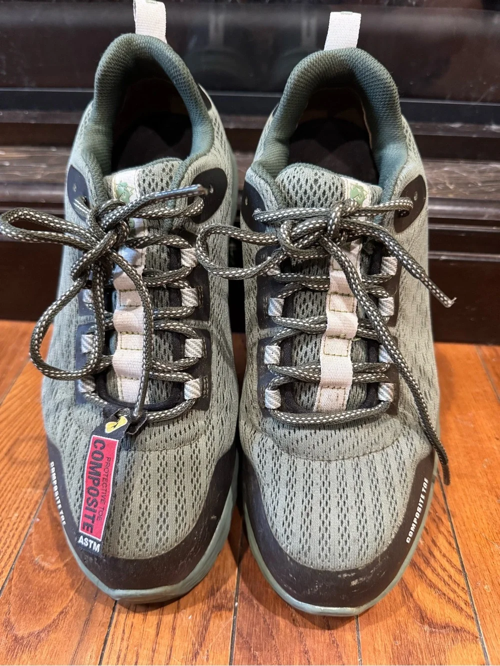 Lightweight Composite-Toe Athletic Work Sneakers in Sage Green and Black